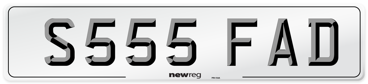 S555 FAD Number Plate from New Reg